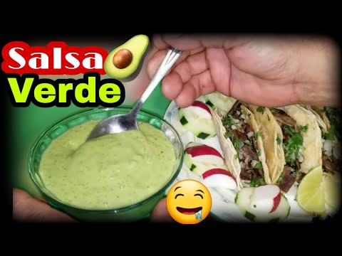 Salsa verde de aguacate para tacos y carne | Salsa de aguacate mexicana